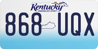 KY license plate 868UQX