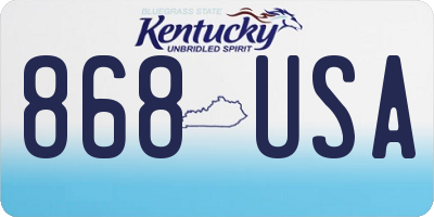 KY license plate 868USA