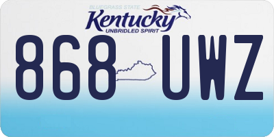 KY license plate 868UWZ