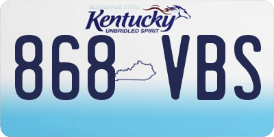KY license plate 868VBS
