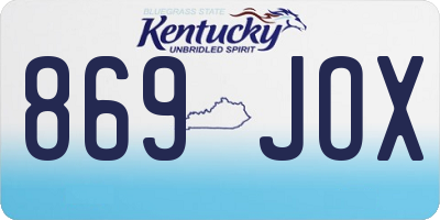 KY license plate 869JOX