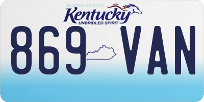 KY license plate 869VAN