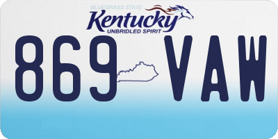 KY license plate 869VAW