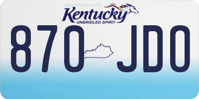 KY license plate 870JDO