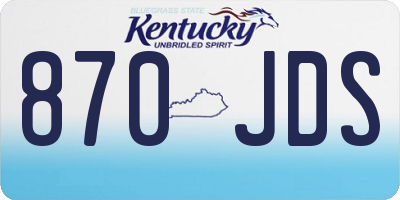 KY license plate 870JDS