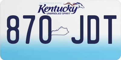 KY license plate 870JDT