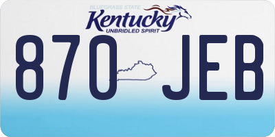 KY license plate 870JEB