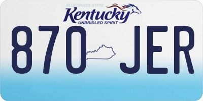 KY license plate 870JER