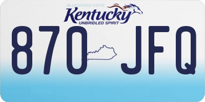 KY license plate 870JFQ