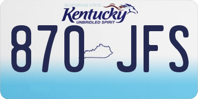 KY license plate 870JFS