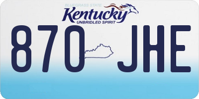 KY license plate 870JHE