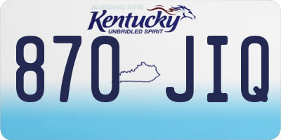 KY license plate 870JIQ
