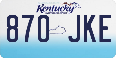 KY license plate 870JKE