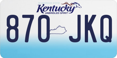 KY license plate 870JKQ