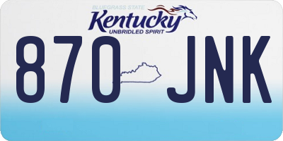 KY license plate 870JNK