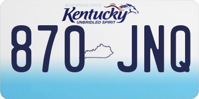 KY license plate 870JNQ