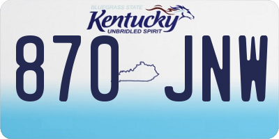 KY license plate 870JNW