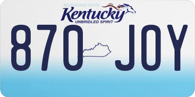 KY license plate 870JOY