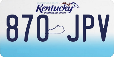 KY license plate 870JPV