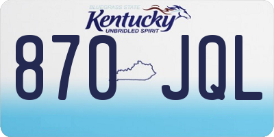 KY license plate 870JQL