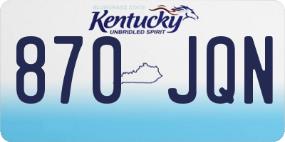 KY license plate 870JQN