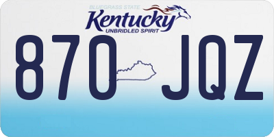KY license plate 870JQZ