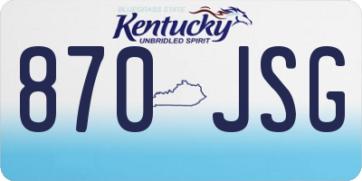 KY license plate 870JSG