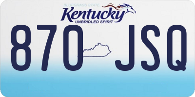 KY license plate 870JSQ