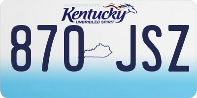 KY license plate 870JSZ