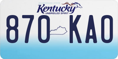 KY license plate 870KAO