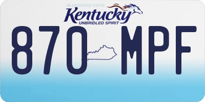 KY license plate 870MPF