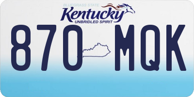 KY license plate 870MQK