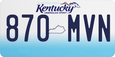 KY license plate 870MVN