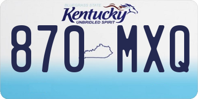 KY license plate 870MXQ