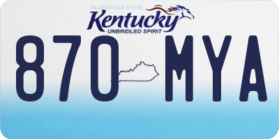 KY license plate 870MYA
