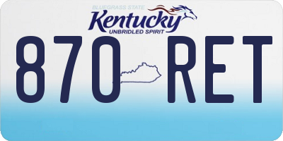 KY license plate 870RET