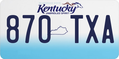 KY license plate 870TXA