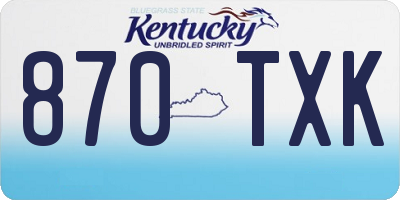 KY license plate 870TXK