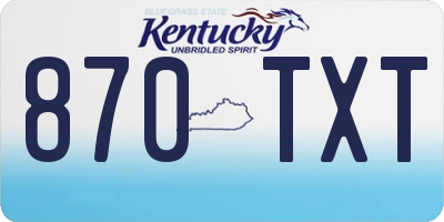 KY license plate 870TXT
