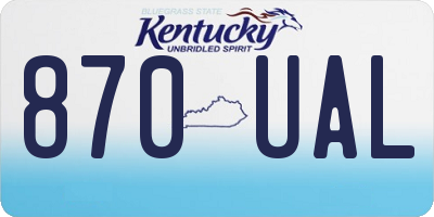 KY license plate 870UAL