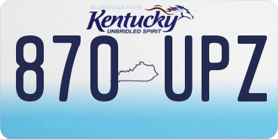 KY license plate 870UPZ