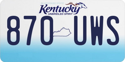 KY license plate 870UWS