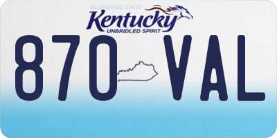 KY license plate 870VAL