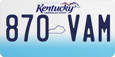 KY license plate 870VAM