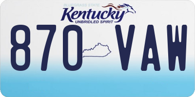 KY license plate 870VAW