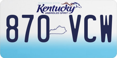 KY license plate 870VCW