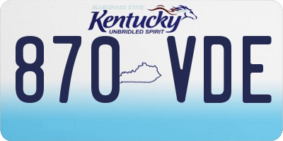 KY license plate 870VDE