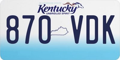 KY license plate 870VDK