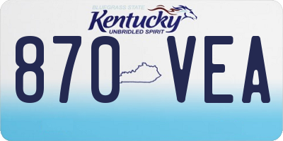 KY license plate 870VEA