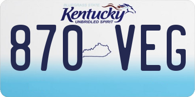 KY license plate 870VEG